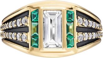 V JEWELLERY Freya stone-embellished ring - Oro