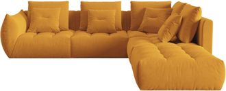 MICADONI 7-Sitzer Design Ecksofa Bloom mit Eckteil rechts - Samtbezug