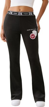 True Religion Velour Bootcut Track Pants in Jet Black at Nordstrom, Size Xx-Large