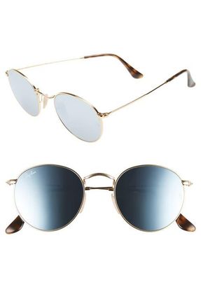 Ray-Ban Icons 50mm Round Sunglasses in Gold/Blue at Nordstrom