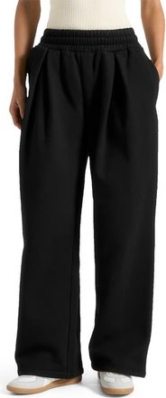Mani&egrave;re De Voir Fanny Straight Leg Box Pleat Joggers in Black at Nordstrom, Size 10
