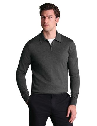 CHARLES TYRWHITT Merino Zip Polo Neck Long sleeve in Grey at Nordstrom, Size Xxx-Large