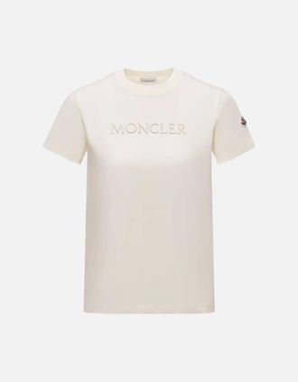 Moncler Womens WOMENS BRANDED T SHIRT - Cream - Size: 10/8