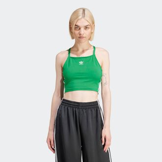 adidas Tanktop ADIDAS ORIGINALS 3 S CROP TOP, Damen, Gr. XL, gr&uuml;n, Obermaterial: 93% Baumwolle, 7% Elasthan, Tops Tanktop, sportliche Schnittform, f&uuml;r Laufen