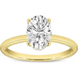 LuvMyJewelry Anastasia 14K Gold Oval Cut Solitaire Hidden Halo Ring - 1.55 Ct in 14K Yellow Gold at Nordstrom, Size 6.5