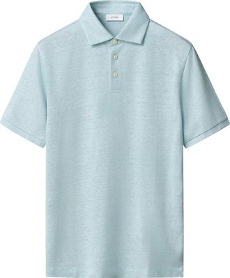 Eton Linen & Cotton Fine Knit Polo in Light Blue at Nordstrom, Size Xx-Large