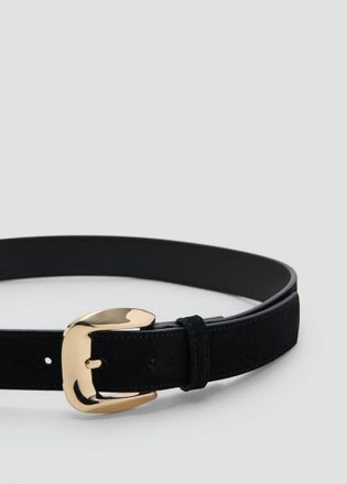 Mango Cintura crosta di cuoio fibbia quadrata nero - Donna - XL - MANGO