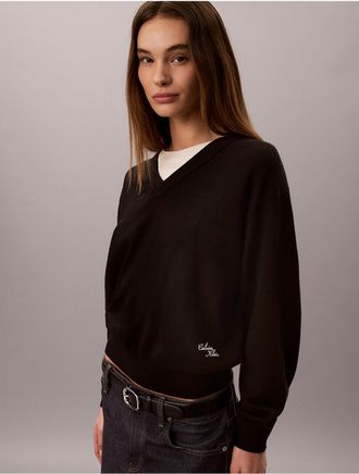 Calvin Klein Jeans Calvin Klein Womens Dual Layer Relaxed Sweater - Black - XL