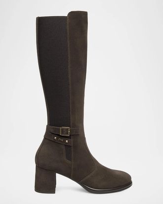 Nero Giardini 60mm Buckle Strap Suede Knee-High Boots