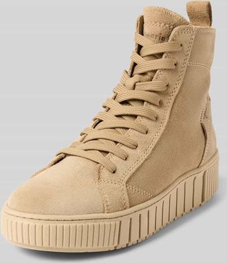 Tamaris Tamaris High Top Sneaker aus echtem Veloursleder in Beige, Gr&ouml;&szlig;e 38