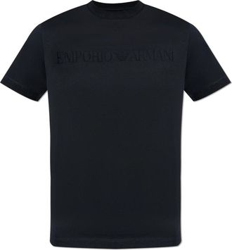 Emporio Armani T-shirt met logo - Heren - T-shirts - Blauw - L - Katoen - Tops