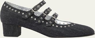 【関税込み】Kina F1 Pumps - Carel - Leather - Silver Kina - Silver laminated leather Mary Janes pumps | Carel Paris