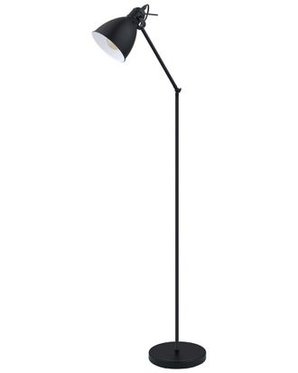 Eglo Eglo Priddy 1 Light Floor Lamp With Black Finish & Black & White Metal Shade