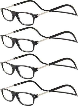 OEM Gafas De Lectura - [juego De 4] Montura Negra +3.50 Dioptr&iacute;as Para Hombre Y Mujer, Con Cierre Magn&eacute;tico, Plegables Y Ajustables