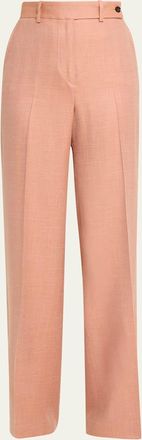 Kiton Wool-Silk Herringbone Straight-Leg Trousers