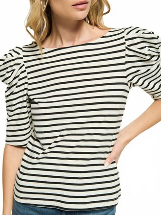 Nation Ltd Emery Boat Neck Top In Cross Walk Stripe