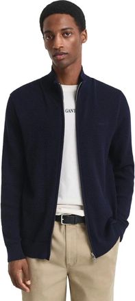 GANT Truien & Vesten, Heren, Blauw, 4Xl, Katoen, Textured Katoen Merino Cardigan