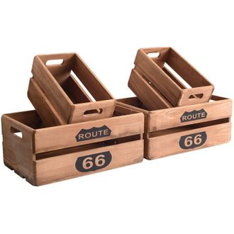 Mobili Rebecca Mobili Rebecca - Rebecca Mobili Set 4 Cassette Scatole Legno Portaoggetti Legno Marrone 15x35x22