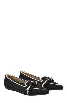 Vivaia Pointed-Toe Bow Loafers in Black Cream Ivory at Nordstrom, Size 11
