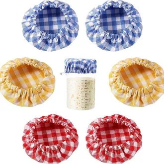 OEM Juego De 6 Tapas De Vidrio A Cuadros, Rojo/amarillo/azul (2 Por Color) Para Frascos Y Botellas