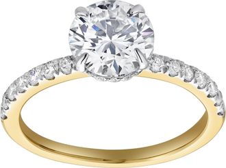 LuvMyJewelry Amore 14K Gold Round Cut Lab Grown Diamond Hidden Halo Engagement Ring - 1.95 Ct