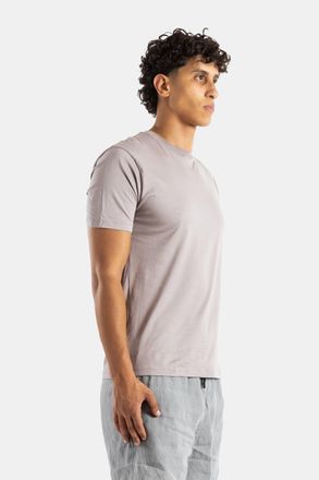 Handvaerk Mens Stoneware Grey Pima Cotton Crew Neck T-Shirt Beige T-Shirts And Polos