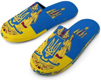Generic Flag of Ukraine Mens Cozy Memory Foam Slippers Warm Cotton House Shoes Comfy Slipper for Indoor Outdoor
