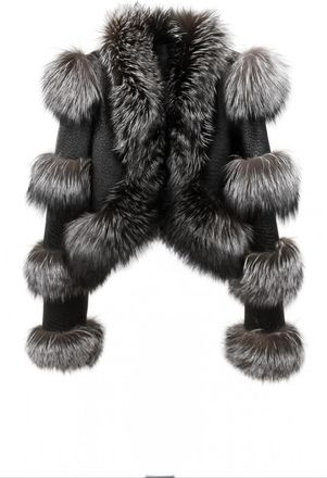 Wanan Luxury Giacca Luna Volpe argentata in Pelle e Pelliccia di Volpe-Donna -Fucsia