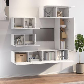 Berkfield Home Classic 6 Piece TV Cabinet Set White Engineered Wood