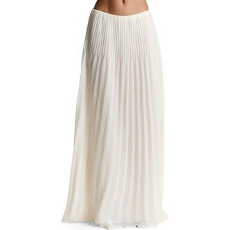Naked Wardrobe Pleated Chiffon Maxi Skirt in White at Nordstrom, Size Small