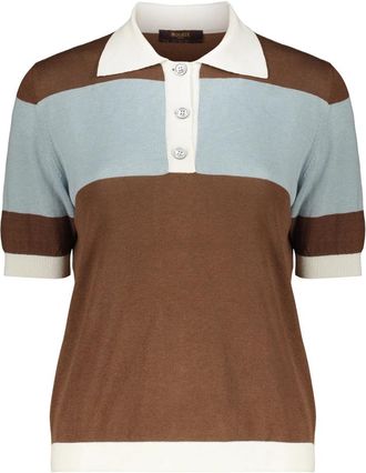 Moorer Gestreepte Gebreide Polo - Dames - Polos - Veelkleurig - XS - Katoen - Tops