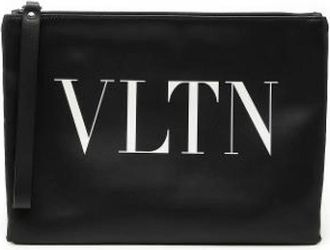 Valentino Pre-owned Printed Leather Clutch - unisex - Vintage Clutch - Zwart - ONE Size - Leer - Vintage