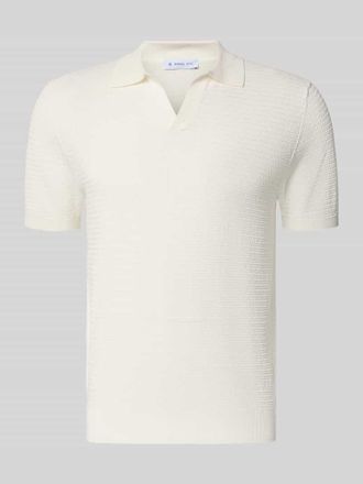 Manuel Ritz Regular Fit Poloshirt mit V-Ausschnitt in Offwhite, Gr&ouml;&szlig;e XXL