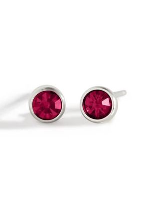 Mint & Lily Birthstone Bezel Studs in Silver /July Ruby at Nordstrom