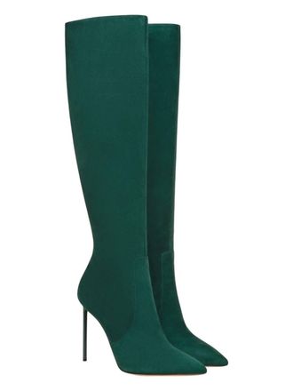 Bally Womens Barbra Knee High Leather Boots In Deep Emerald