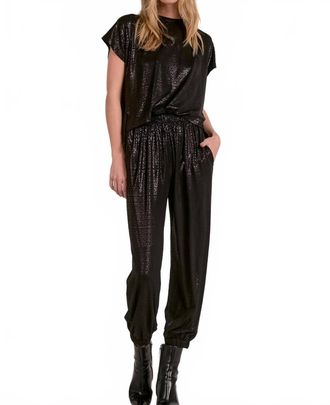 Elan Mara Shimmer T-Shirt Jumpsuit In Black