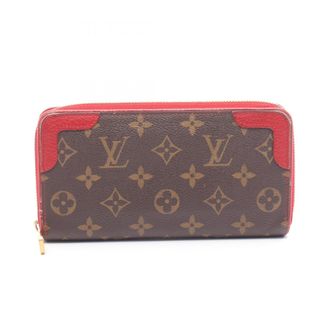Louis Vuitton Brown Cerise Red Color Monogram Leather Coated Canvas Long Wallet (Bi-Fold) (Pre-Owned)