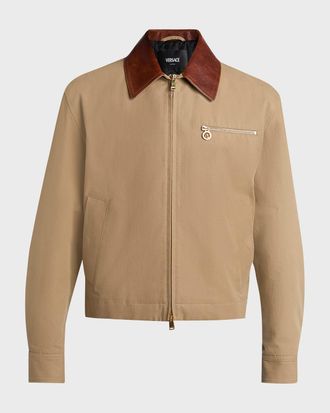 Versace Mens Leather Collar Blouson Jacket