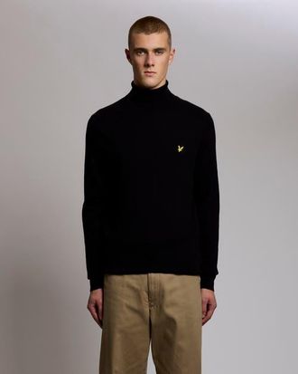 Lyle & Scott Cotton Merino Turtleneck Sweater in Jet Black at Nordstrom, Size Xx-Large