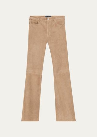 SPRWMN 5 Pocket Mid-Rise Suede Flared Pants