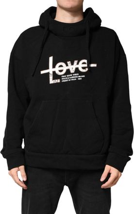 Dolce & Gabbana Black LOVE Cotton Hooded Sweatshirt Mens Sweater (Pre-Owned)
