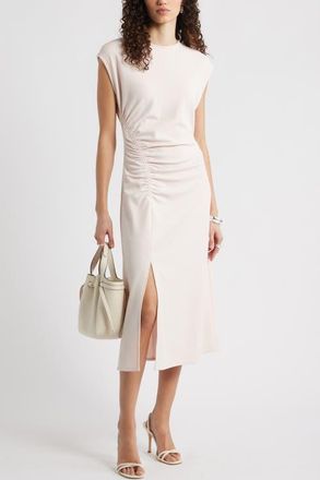 Nordstrom Side Ruched Knit Midi Dress in Pink Wisp at Nordstrom, Size Xx-Large