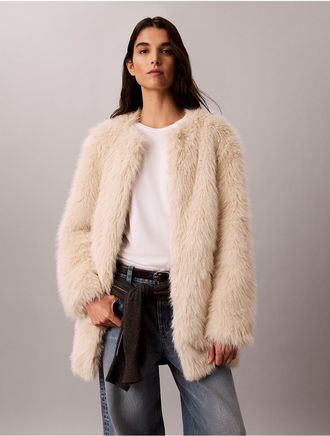Calvin Klein Jeans Calvin Klein Womens Faux Fur Coat - White - M