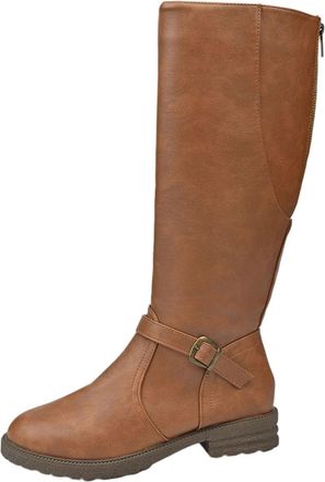 Generic Knee High Boots Women Wide Calf Ladies Long Booties Stylish Buckle Classic Side Zipper Low Heel Comfy Pull On Riding Boots Outdoor Walking