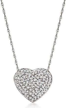 Ross-Simons Diamond Heart Pendant Necklace in 14kt White Gold