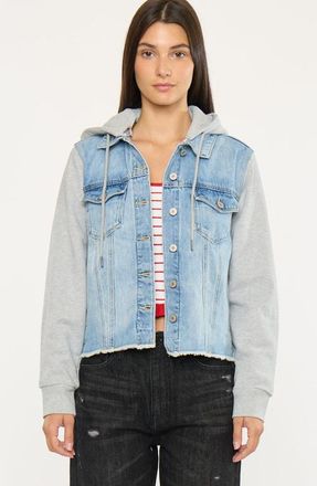Kancan Karine Denim Hoodie Jacket in Medium Wash at Nordstrom, Size X-Large
