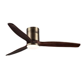 Wonderlamp Ventilador de techo cuero con palas de madera oscura