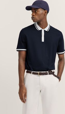 Bugatti Poloshirt BUGATTI, Herren, Gr. M, blau (390, marine), 100% Baumwolle, unifarben, normal, ohne Ausschnitt, Rippb&uuml;ndchen, Shirts Poloshirt, mit k&ouml;rperna