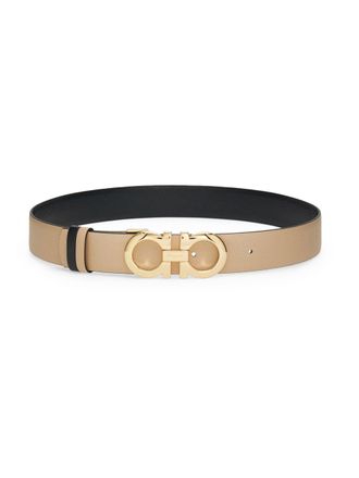 Ferragamo Reversible Calf Leather Belt with Double-Ring Buckle