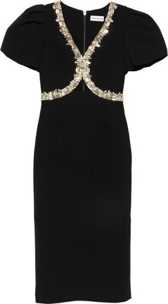 Rebecca Vallance V-hals Jurk met Pofmouwen voor Feestjes - Dames - Feestkleedjes - Zwart - 2XS - Kleedjes